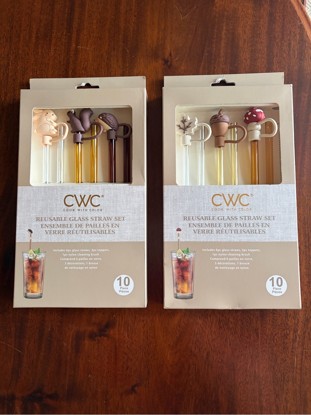 NWT CWC 10 piece reusable glass straw set choose one set